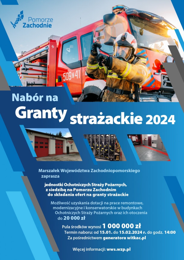 Plakat informujący o naborze na Granty Strażackie 2024
